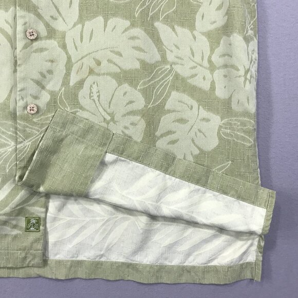 Tommy Bahama Shirt Men's Medium Green Floral Hawaiian Silk Button Down Pocket - Picture 4 of 11